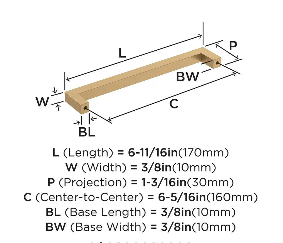 AMEROCK Monument Square Handle Pulls in Champagne Bronze (+8 Sizes)