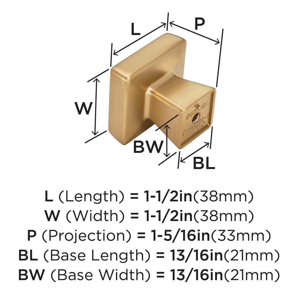 AMEROCK Blackrock Square Cabinet Knob in Champagne Bronze (+2 Sizes)