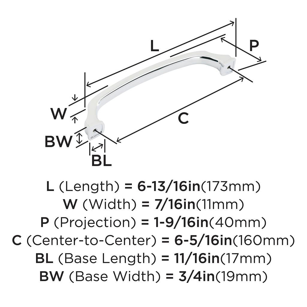 426-D AMEROCK Revitalize 6-5/16" Center to Center Handle Cabinet Pull - Polished Chrome BP5534726 Specs