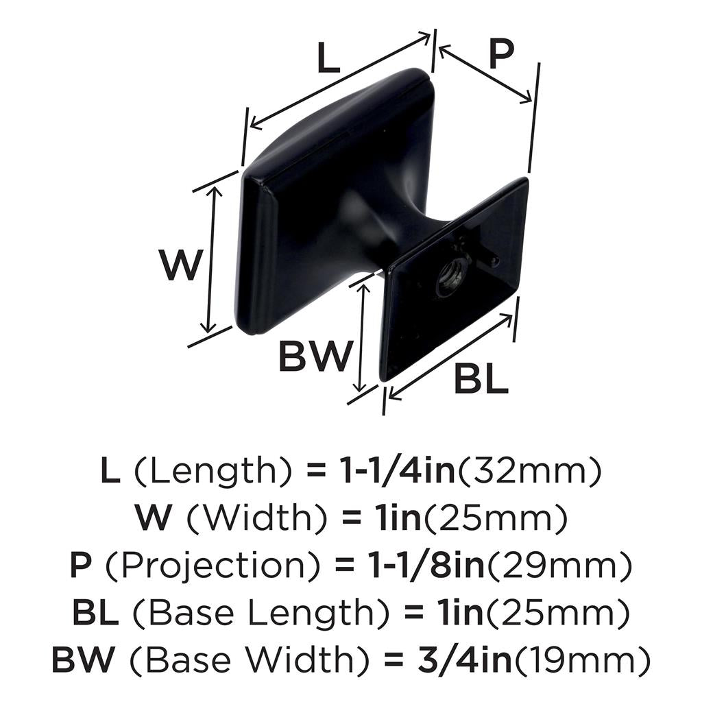 AMEROCK Candler Rectangle Cabinet Knob in Black Bronze (+2 Sizes)