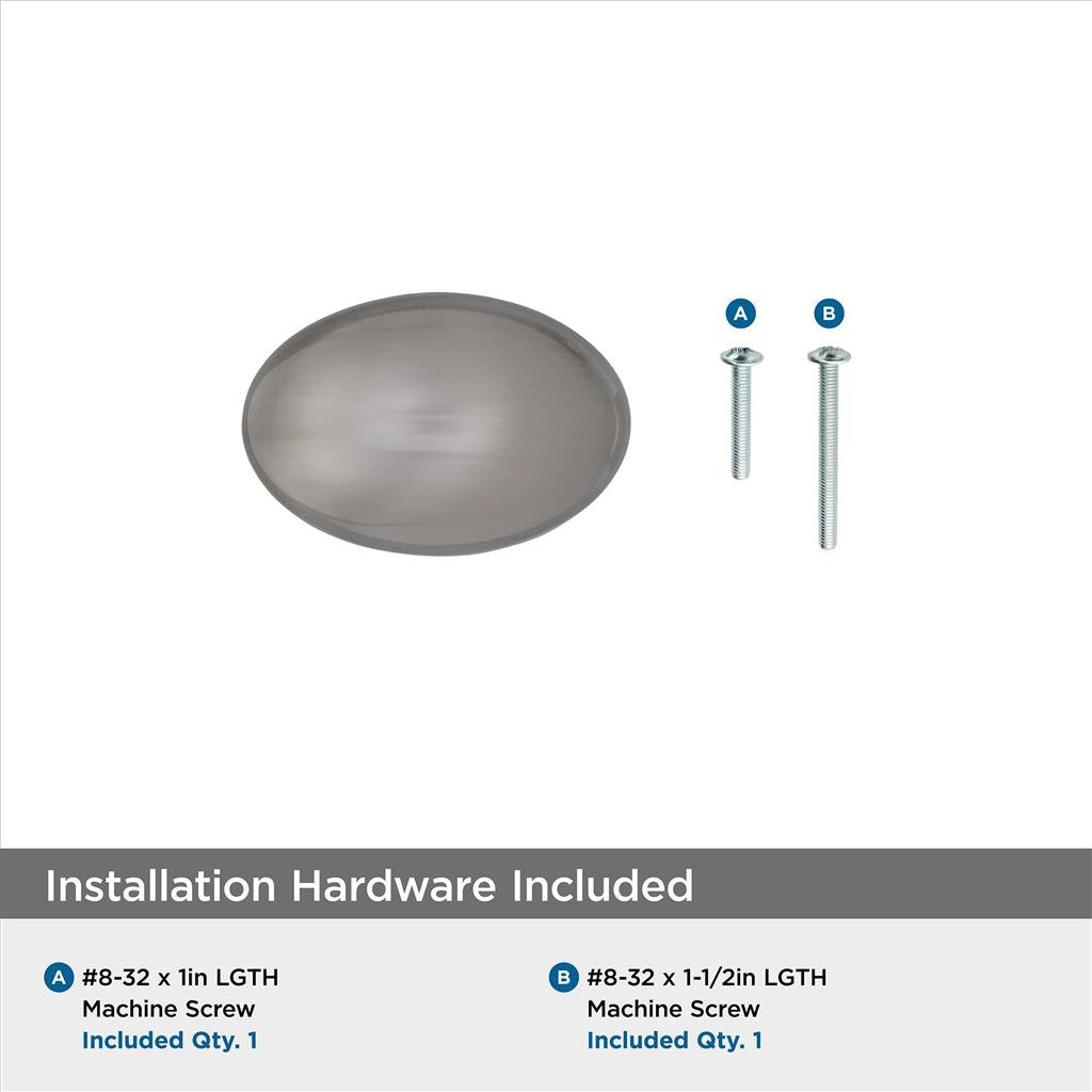 AMEROCK Vaile 1-3/8" Length Oval Cabinet Knob in Satin Nickel