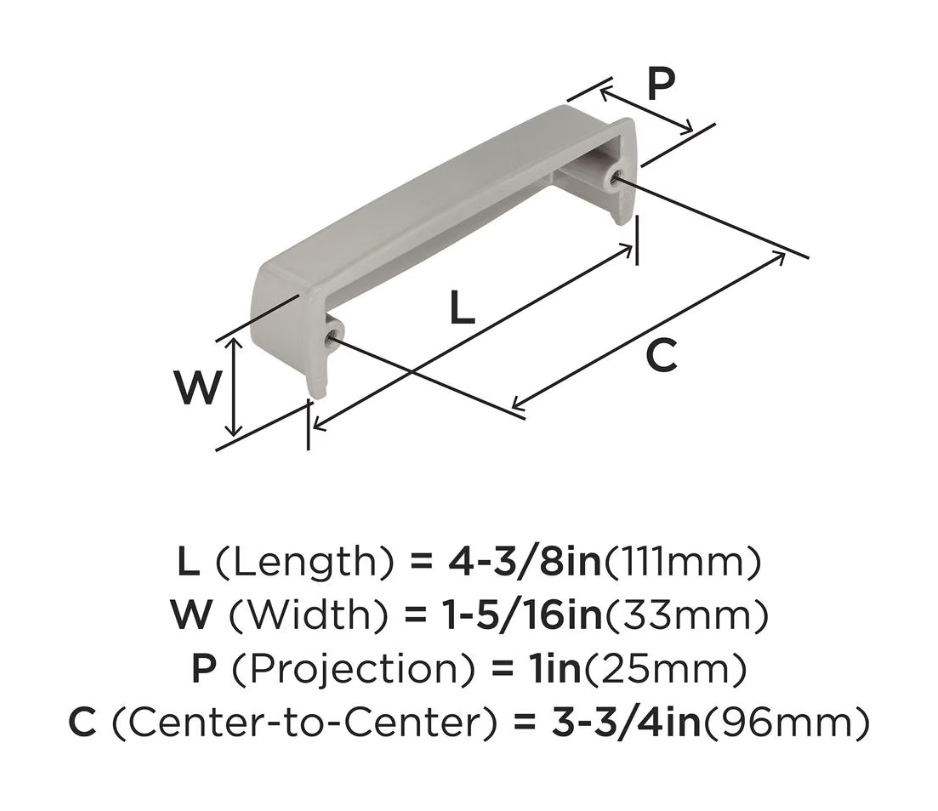 AMEROCK Kane 3-3/4" Centers Cup Pull in Satin Nickel