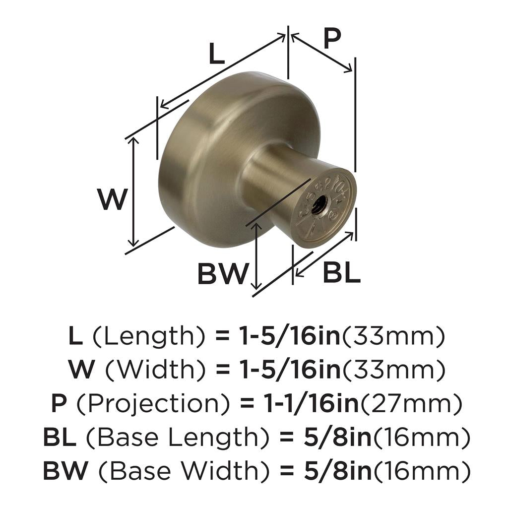 AMEROCK Blackrock Round Cabinet Knob in Golden Champagne (+2 Sizes)