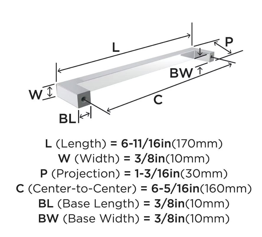 AMEROCK Monument Square Handle Pulls in Polished Chrome (+8 Sizes)