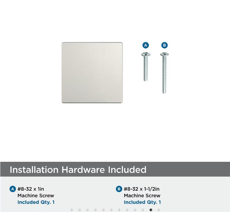 AMEROCK Monument 1-3/16" Length Square Cabinet Knob in Satin Nickel