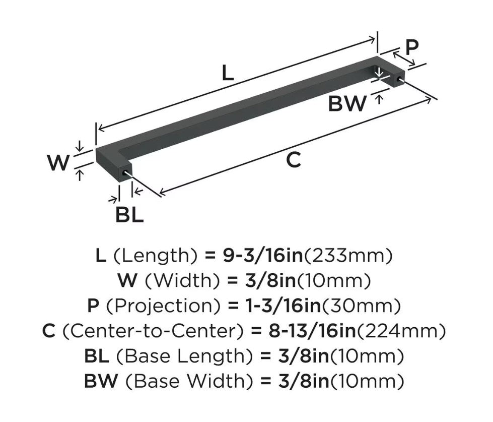 AMEROCK Monument Square Handle Pulls in Flat Black (+8 Sizes)