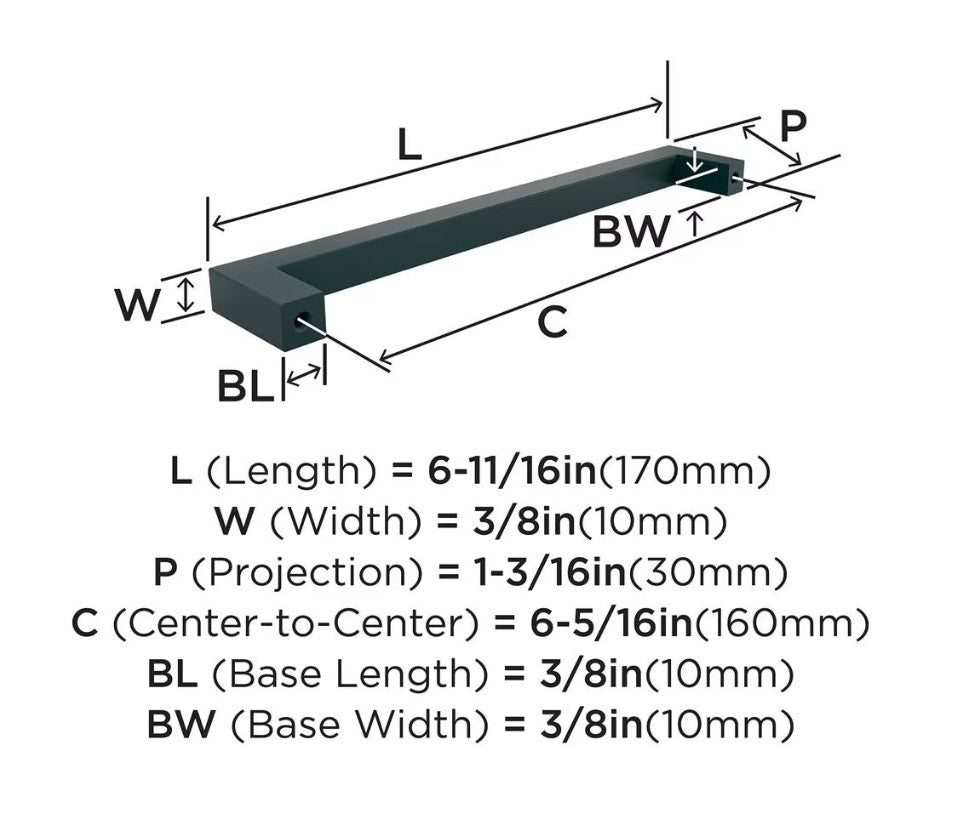 AMEROCK Monument Square Handle Pulls in Flat Black (+8 Sizes)