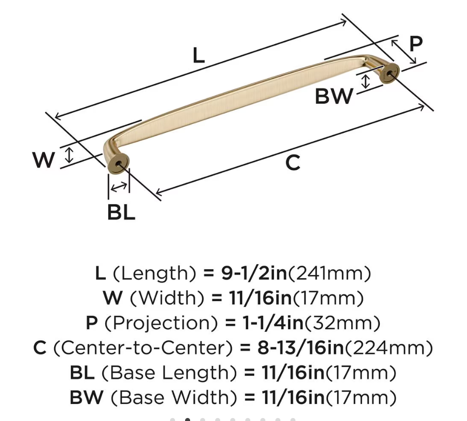 AMEROCK Kane Handle Pulls in Golden Champagne (+8 Sizes)