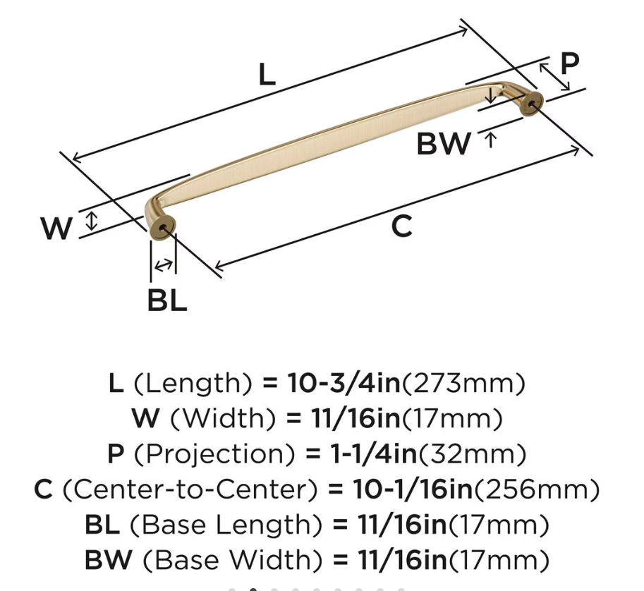 AMEROCK Kane Handle Pulls in Golden Champagne (+8 Sizes)