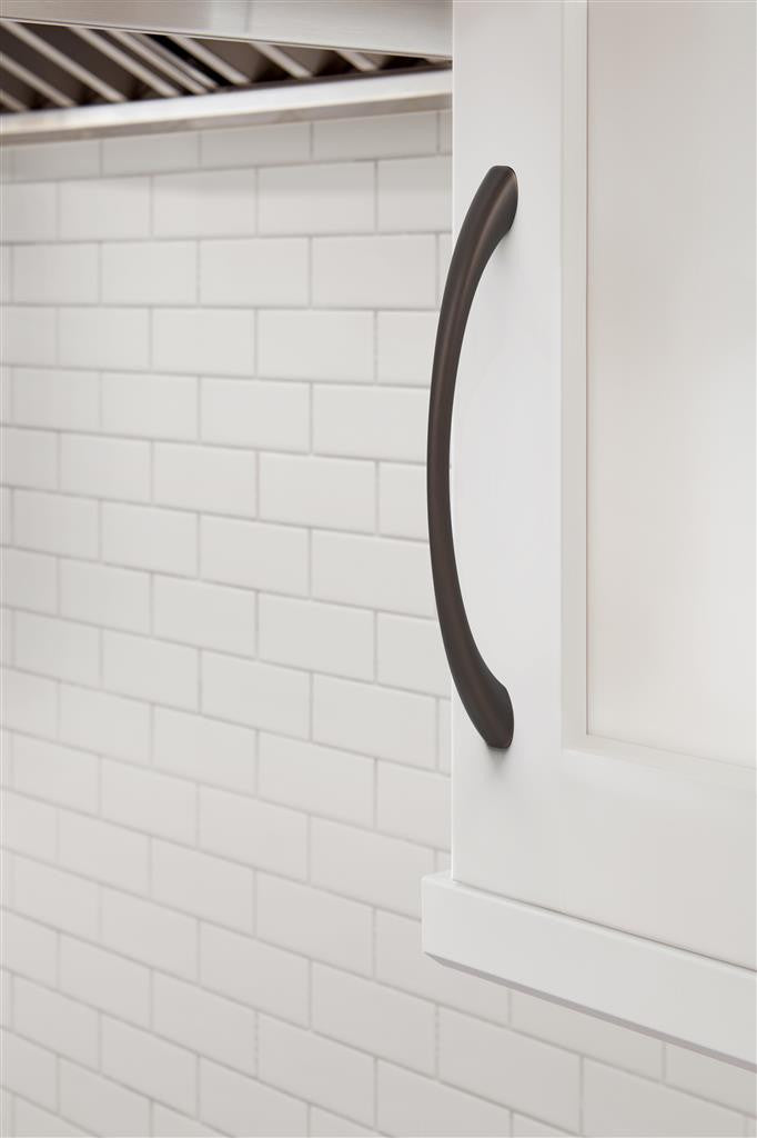 Amerock Vaile Handle Pull in Oil Rubbed Bronze 160mm on White Cabinet