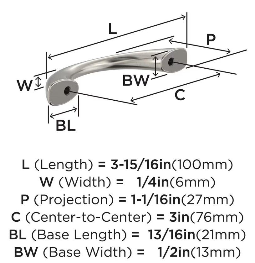 AMEROCK Vaile Cabinet Pulls in Satin Nickel (+4 Sizes)
