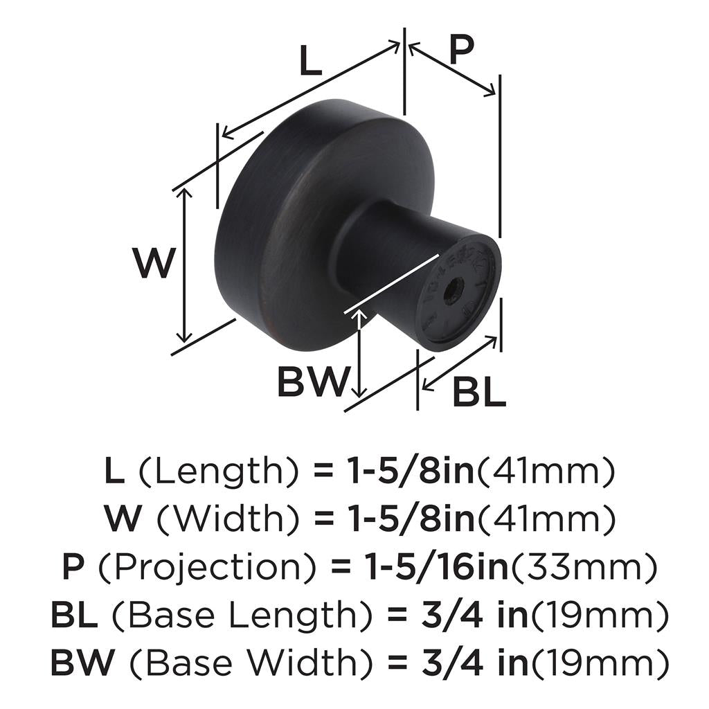 AMEROCK Blackrock Round Cabinet Knob in Oil Rubbed Bronze (+2 Sizes )