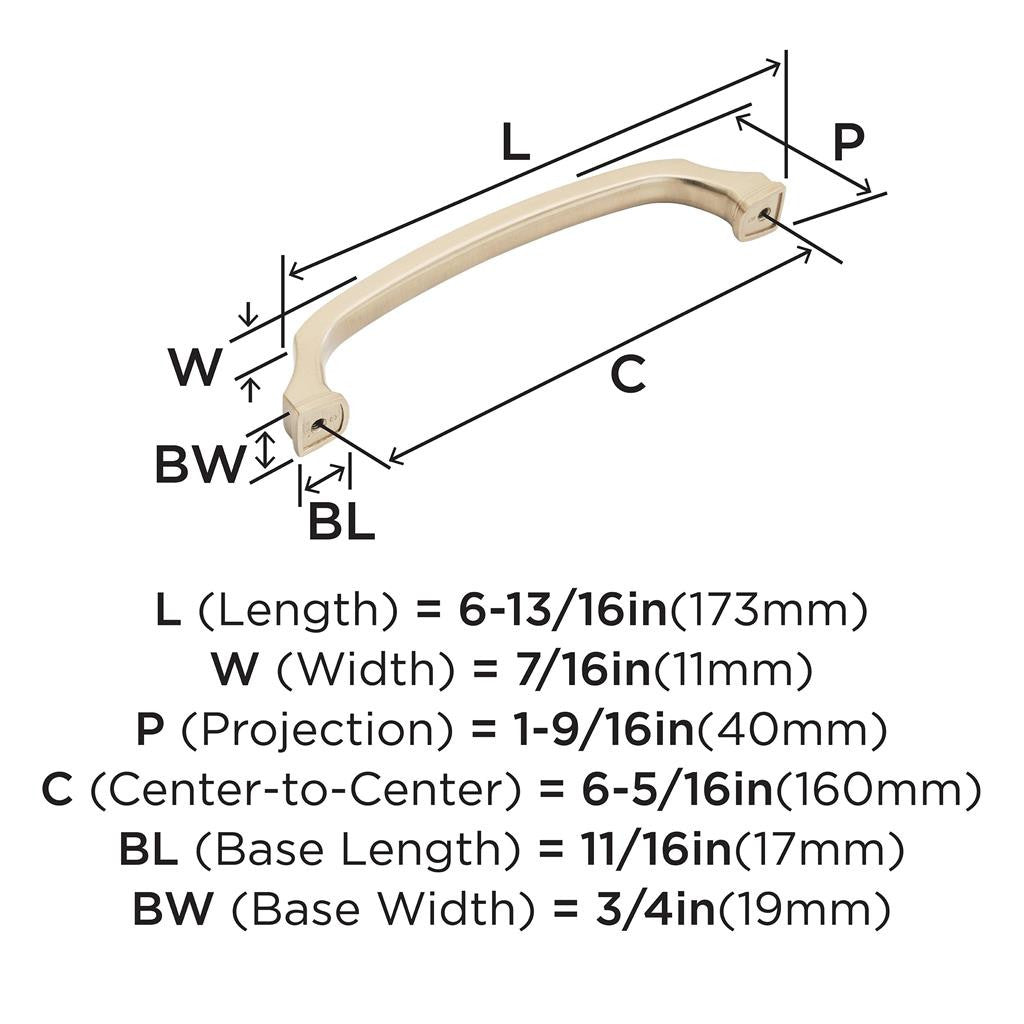 768-B AMEROCK Revitalize 6-5/16" Center to Center Handle Cabinet Pull - Champagne Bronze BP55347CZ Specs