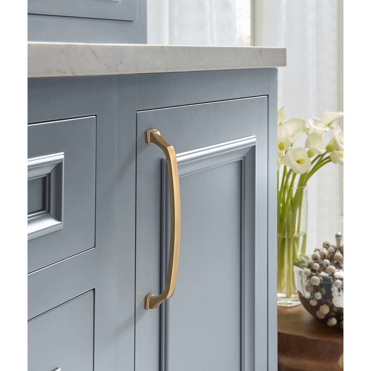 768-C AMEROCK Revitalize 8" Center to Center Handle Cabinet Pull - Champagne Bronze BP55351CZ on Cabinet