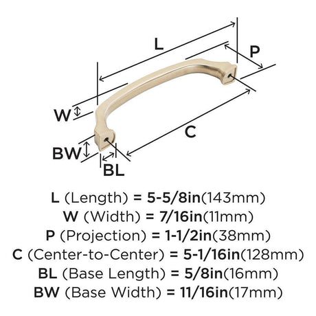 768 AMEROCK Revitalize 5-1/16" Center to Center Handle Cabinet Pull - Champagne Bronze BP55346CZ Specs