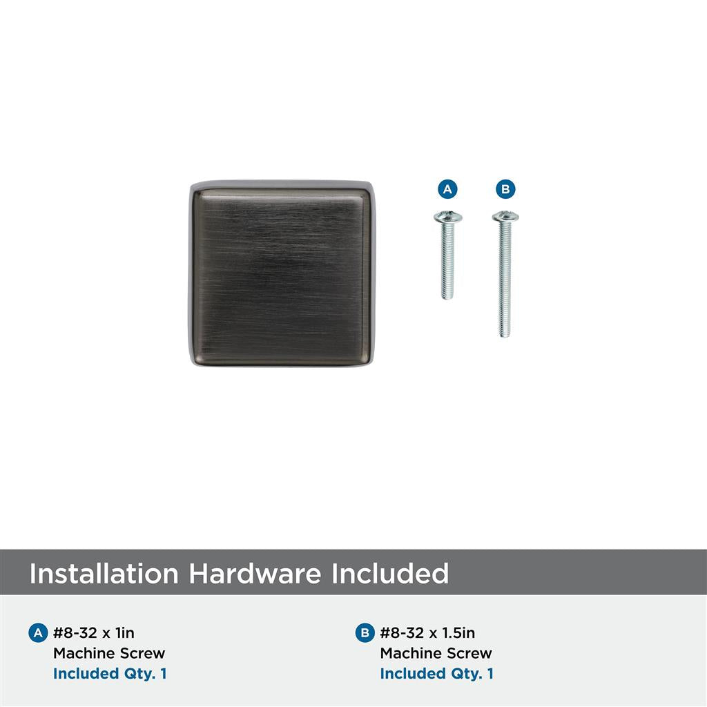 AMEROCK Blackrock Square Cabinet Knob in Gunmetal (+2 Sizes)