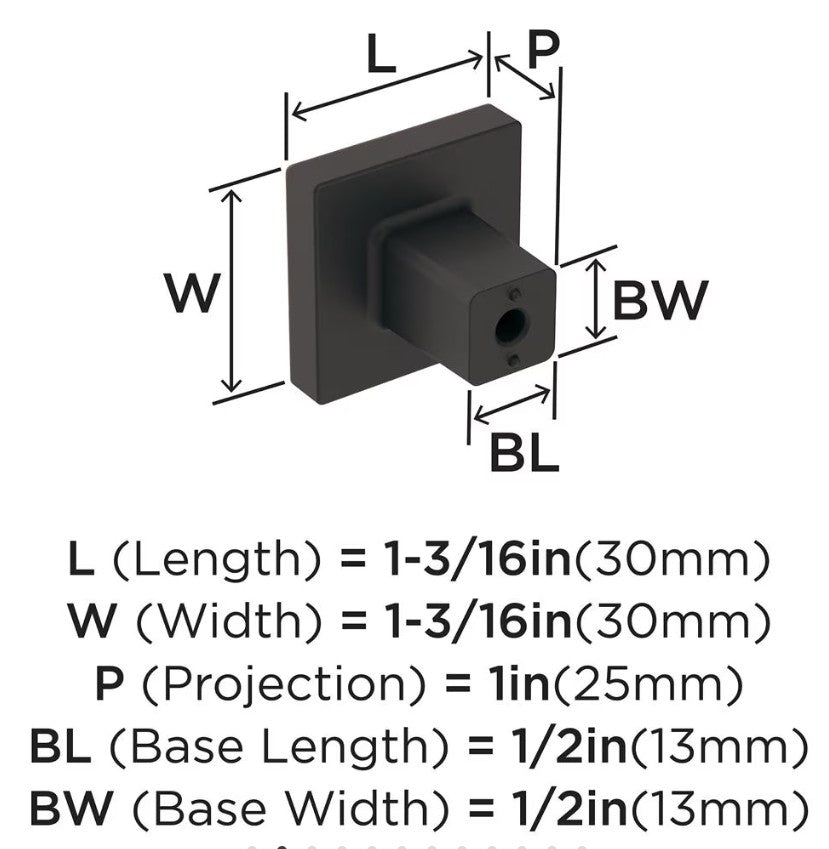 AMEROCK Monument 1-3/16" Length Square Cabinet Knob in Oil Rubbed Bronze