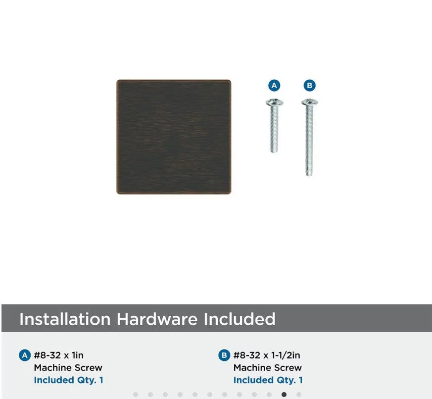 AMEROCK Monument 1-3/16" Length Square Cabinet Knob in Oil Rubbed Bronze
