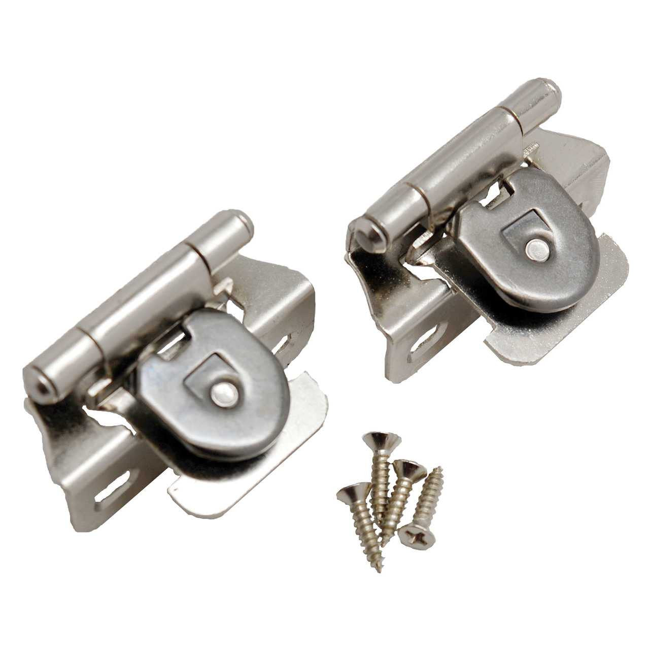 Sterling Nickel Single Demountable 1/4" Overlay Partial Wrap Cabinet Hinge from Amerock Part Number CMR8715-14