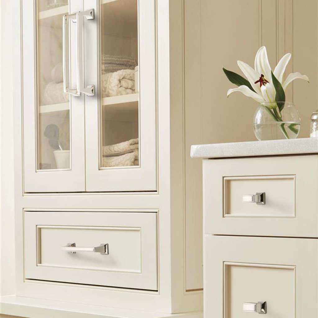 Amerock Mulholland in Polished Nickel on Cream