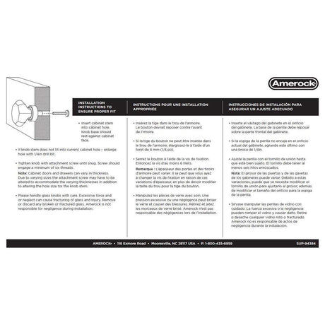 Amerock Stem Knob Installation Instructions