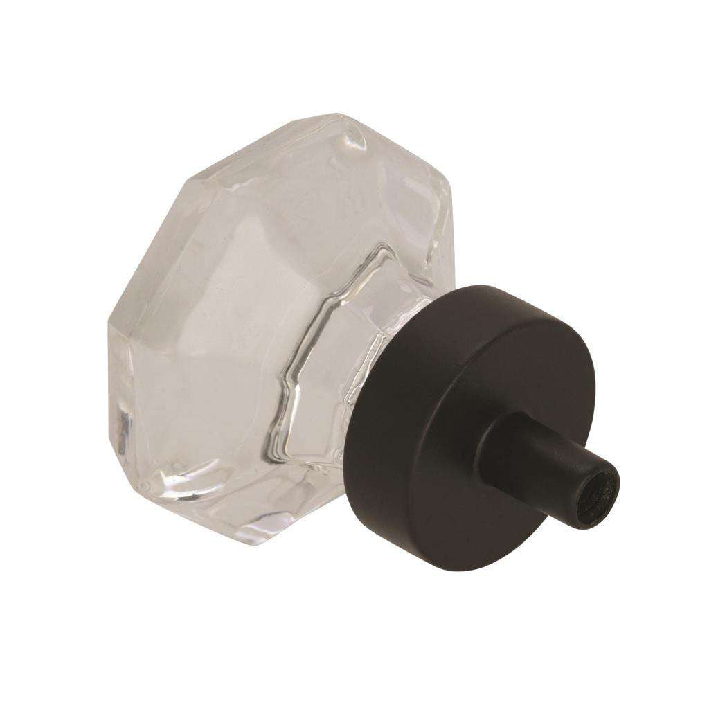 AMEROCK Traditional Classics 1-5/16" Octagon Cabinet Knob in Black Bronze with Clear Glass BP55268CBBR Back View