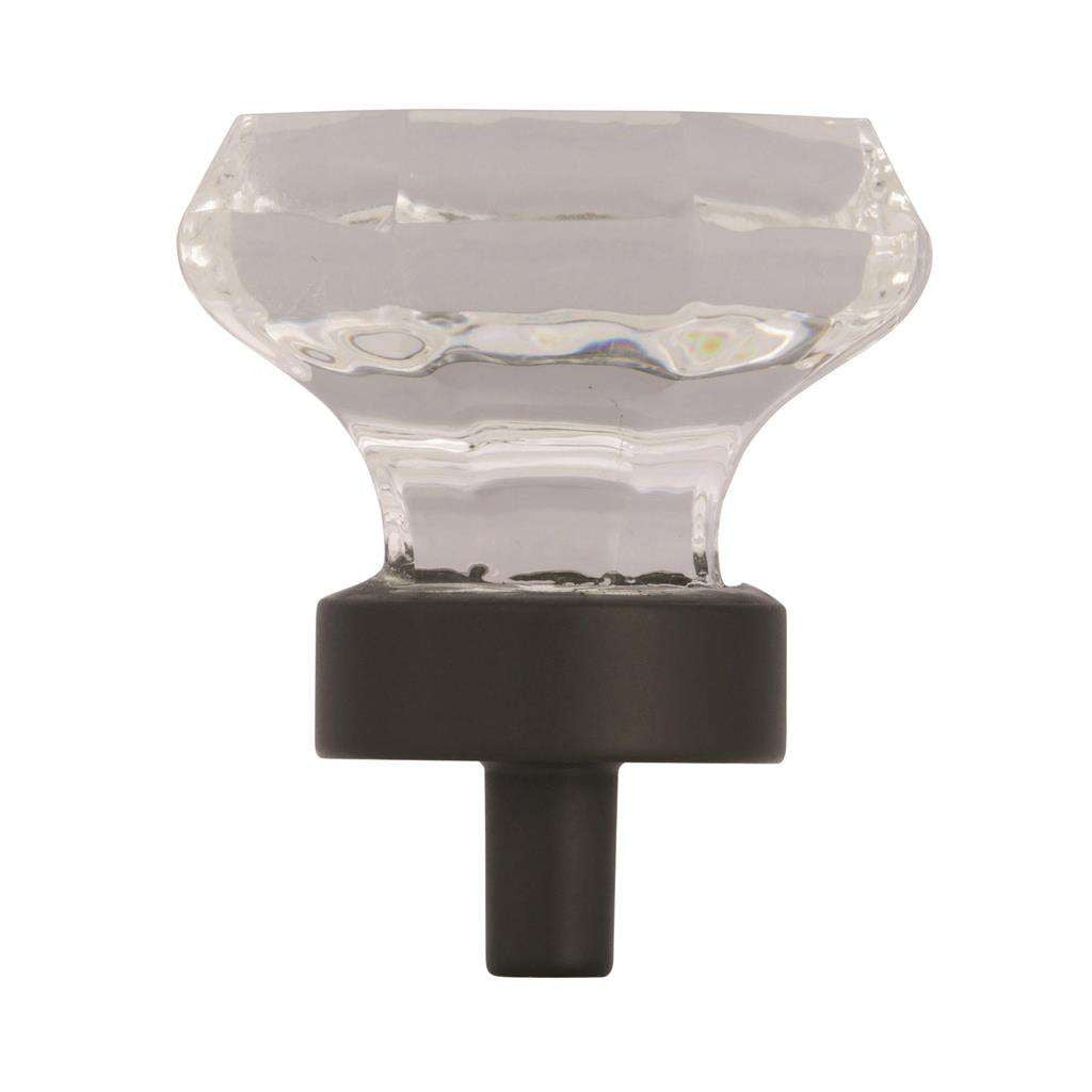 AMEROCK Traditional Classics 1-5/16" Octagon Cabinet Knob in Black Bronze with Clear Glass BP55268CBBR Side View