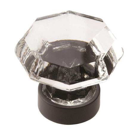 AMEROCK Traditional Classics 1-5/16" Octagon Cabinet Knob in Black Bronze with Clear Glass BP55268CBBR