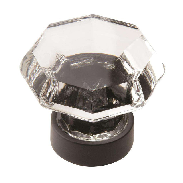 AMEROCK Traditional Classics 1-5/16" Octagon Cabinet Knob in Black Bronze with Clear Glass BP55268CBBR