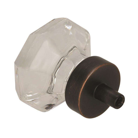 AMEROCK Traditional Classics 1-5/16" Octagon Cabinet Knob in Oil Rubbed Bronze with Clear Glass BP55268CORB Back View