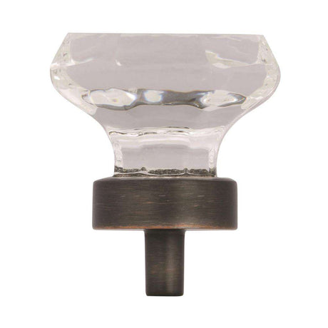AMEROCK Traditional Classics 1-5/16" Octagon Cabinet Knob in Oil Rubbed Bronze with Clear Glass BP55268CORB Side View