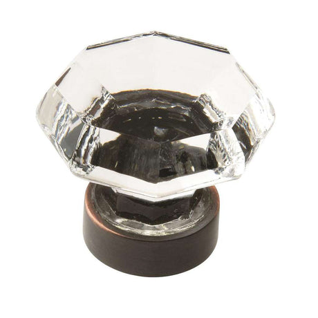 AMEROCK Traditional Classics 1-5/16" Octagon Cabinet Knob in Oil Rubbed Bronze with Clear Glass BP55268CORB