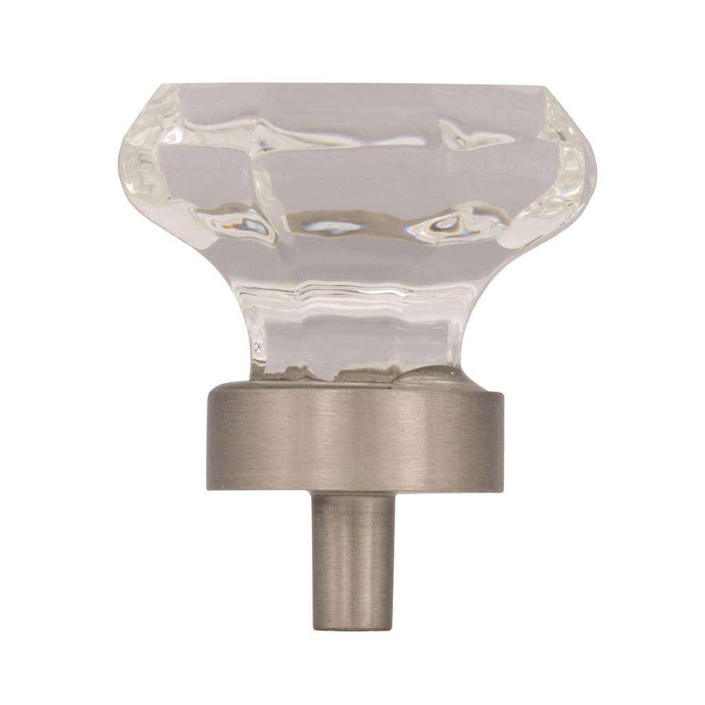 AMEROCK Traditional Classics 1-5/16" Octagon Cabinet Knob in Satin Nickel with Clear Glass BP55268CG10 Side View