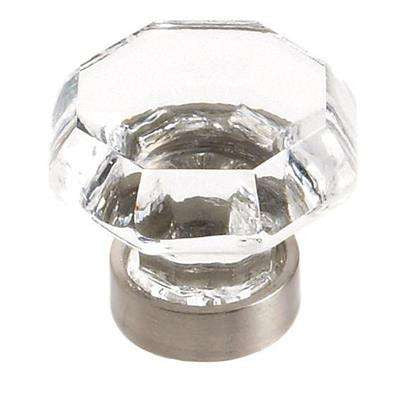 AMEROCK Traditional Classics 1-5/16" Octagon Cabinet Knob in Satin Nickel with Clear Glass BP55268CG10