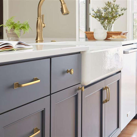 Amerock Ville in Champagne Bronze in Blue Kitchen