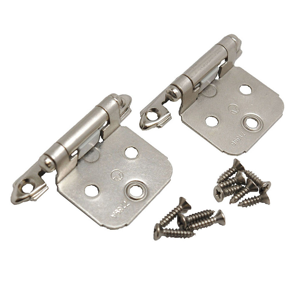 Amerock Face Mount Self Closing Variable Overlay Cabinet Hinge pair in Satin Nickel CM7139G10 Hardware Included