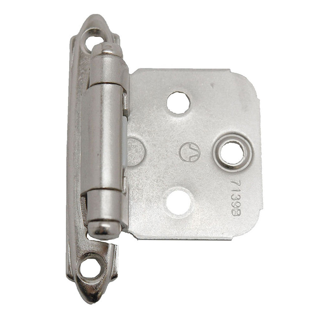 Amerock Face Mount Self Closing Variable Overlay Cabinet Hinge pair in Satin Nickel CM7139G10 Top View