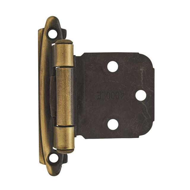 AMEROCK Self Closing Face Mount Extended Tab Variable Overlay Cabinet Hinge (pair) in Antique Brass BPR7629AE