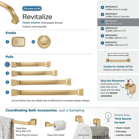 AMEROCK Revitalize Cabinet Hardware Collection - Champagne Bronze