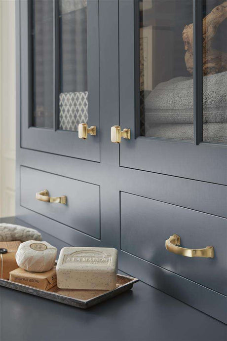 AMEROCK Revitalize Cabinet Hardware Collection Champagne Bronze on Blue