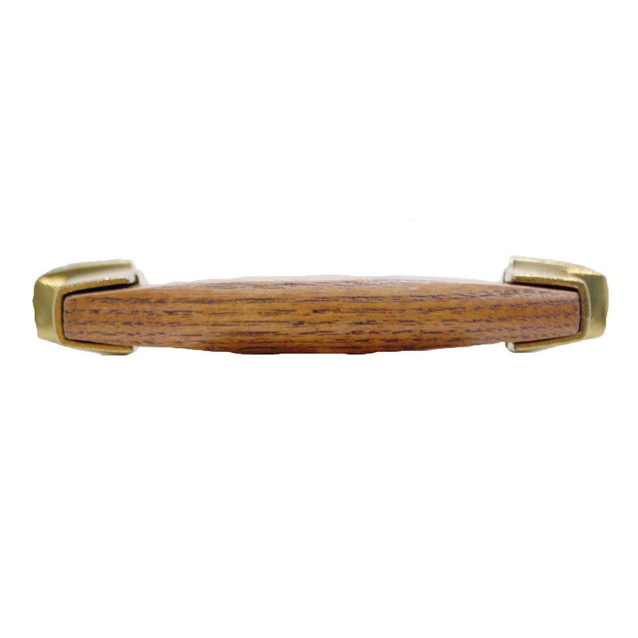 BELWITH 3" Center to Center Oak Handle Cabinet Pull - Antique Brass & Oak P8128-OAK