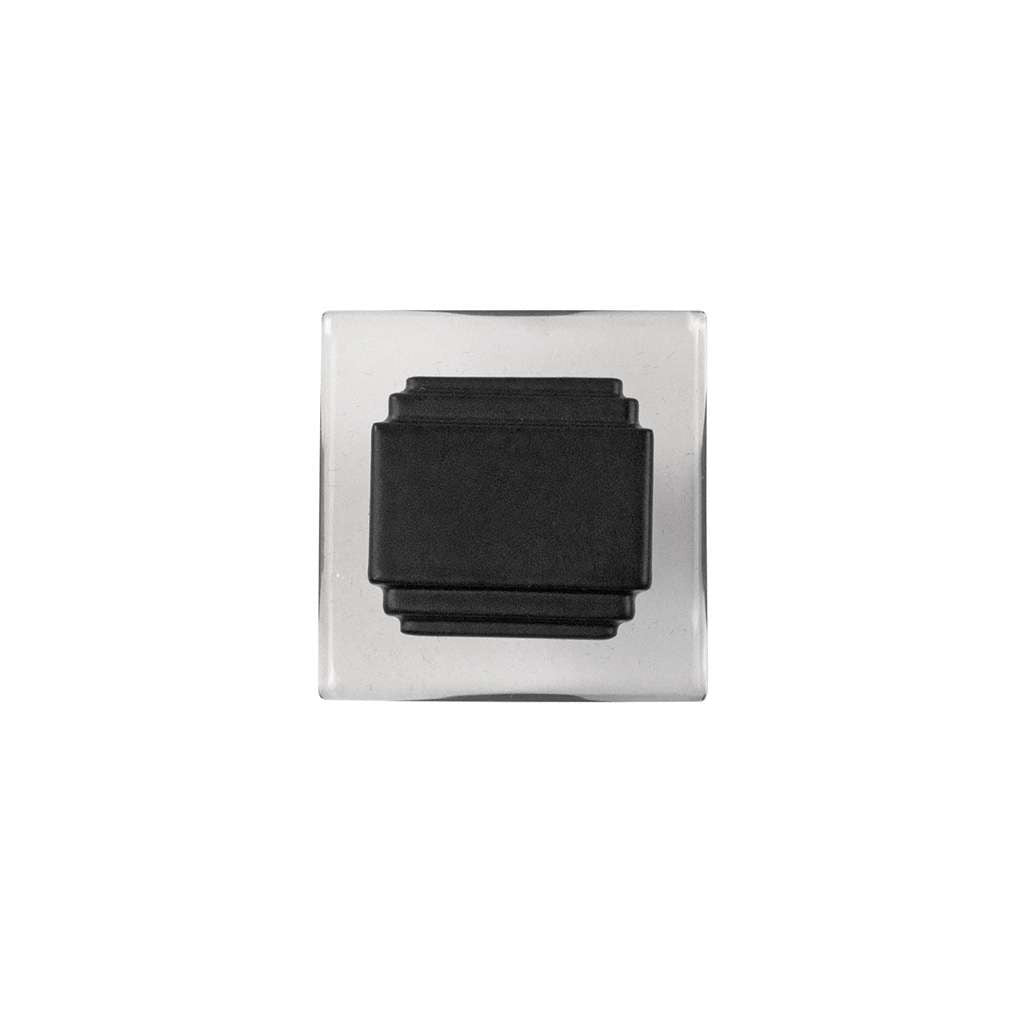 BELWITH KEELER Belleclaire 1-1/4" Length Square Cabinet Knob in Matte Black and Clear B077497-MB Front View