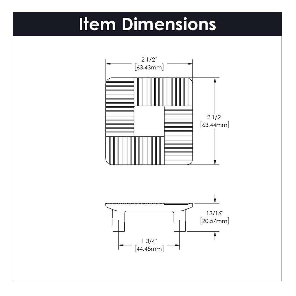 Belwith-Keeler Bijou Omni 1-3/4 Centers Square Handle B049825 Specs