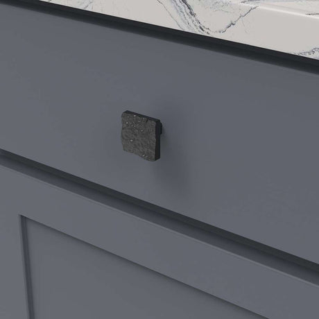 BELWITH-KEELER Sandrine Square Cabinet Knob in Black Mist B077512-BM Mounted