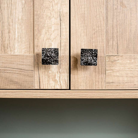 BELWITH-KEELER Sandrine Square Cabinet Knob in Black Mist B077512-BM on Cabinets