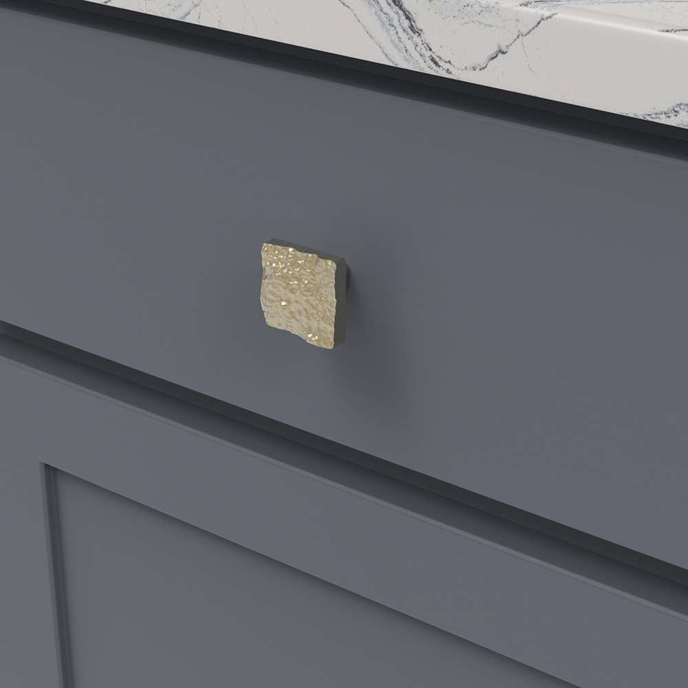 BELWITH-KEELER Sandrine Square Cabinet Knob in Champagne Bronze B077512-CBZ Mounted