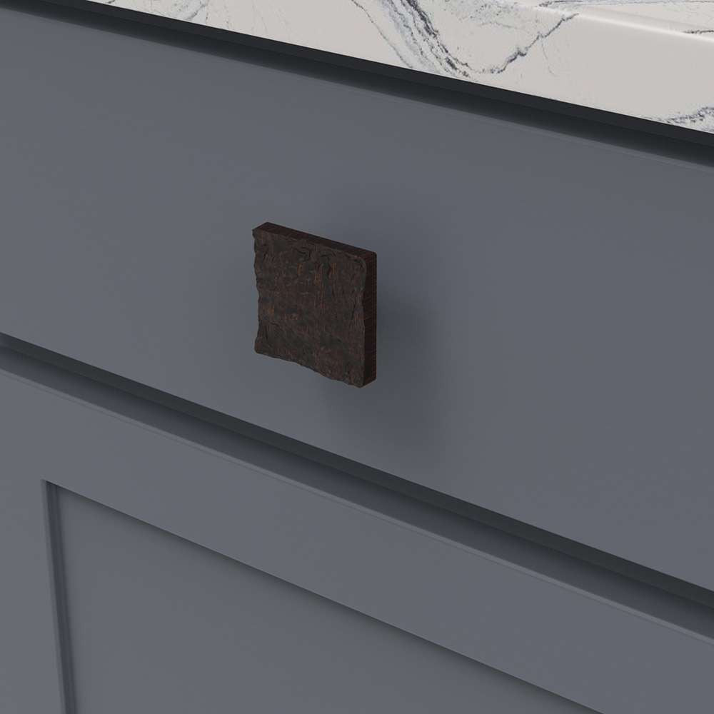 BELWITH-KEELER Sandrine Square Cabinet Knob in Vintage Bronze B077513-VB Mounted