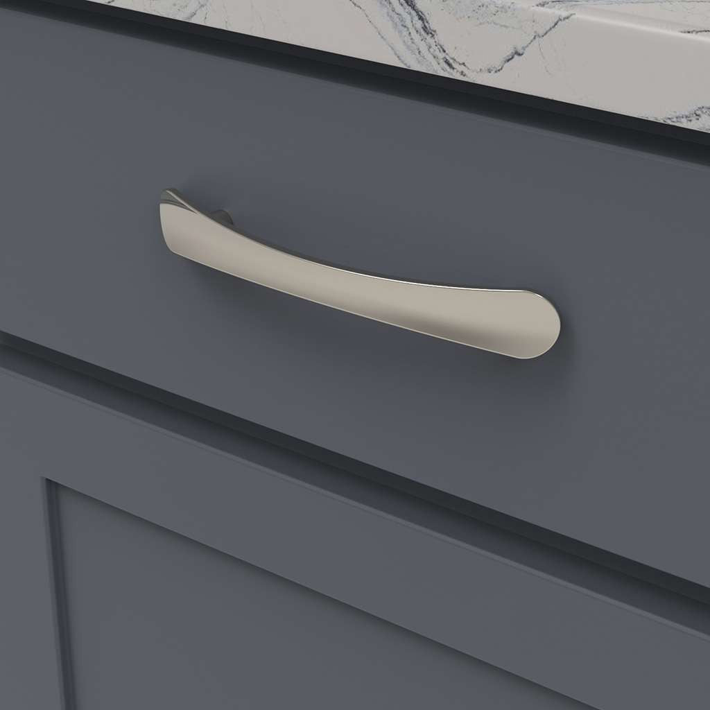 BELWITH-KEELER Vale Curved Handle Pull in Polished Nickel 96mm B076860-14 Mounted