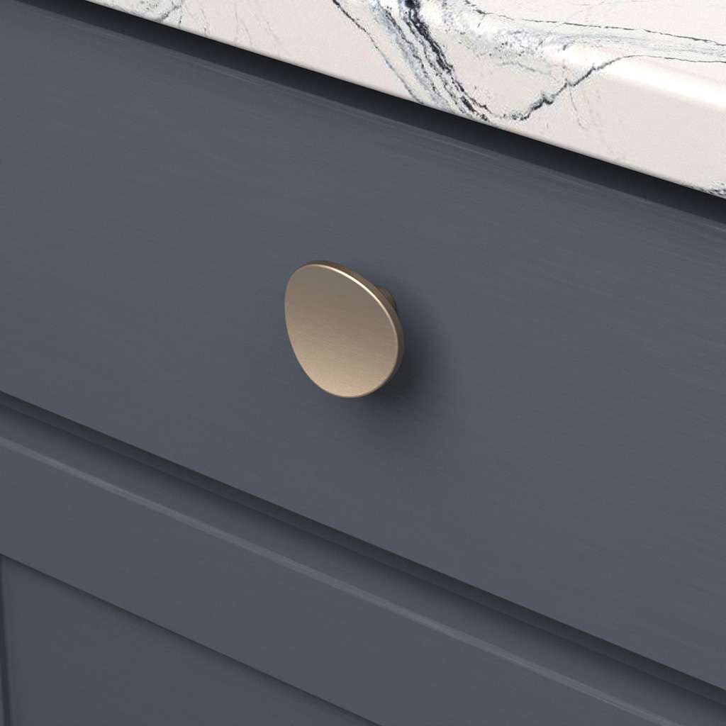 BELWITH-KEELER Vale Round Cabinet Knob in Champagne Bronze 1-3/4" Diameter B076526-CBZ Mounted