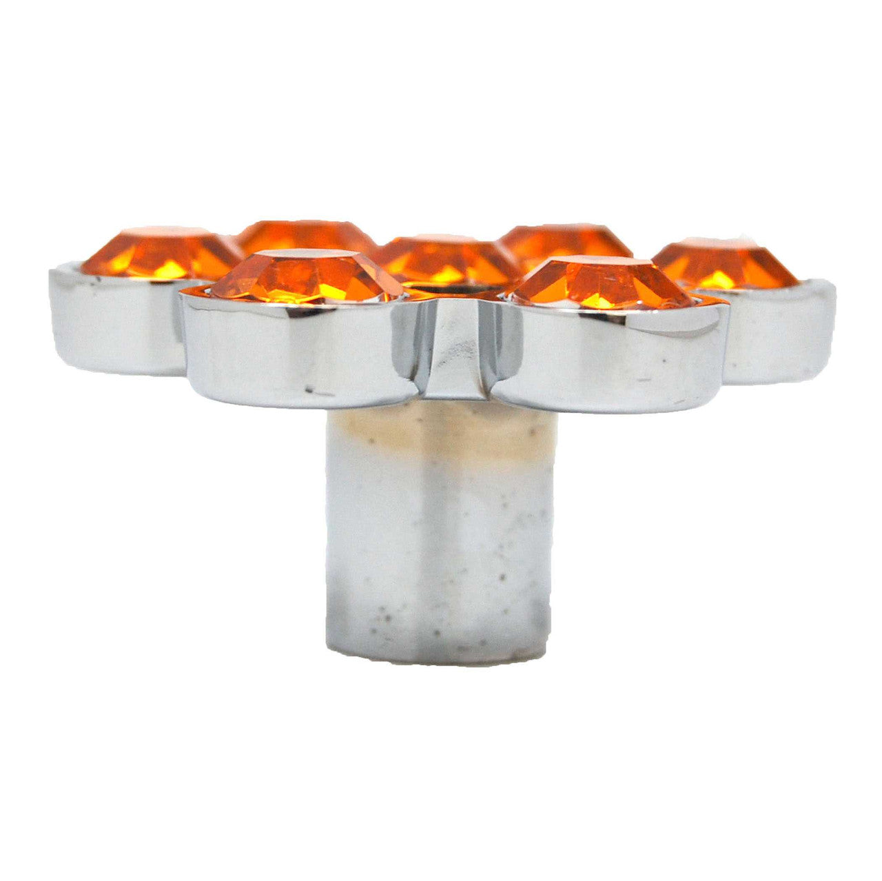 Amber & Chrome Gem Hexagon 1-11/16" Cabinet Knob from Carol Beach Knobs Gem Collection Part Number 1715
